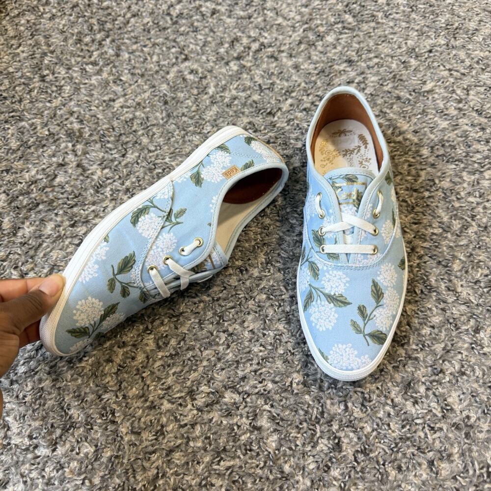 Keds Rifle Paper Co. Champion Hydrangea Womens Size 7 Blue Casual Shoes Sneakers - Picture 2 of 7
